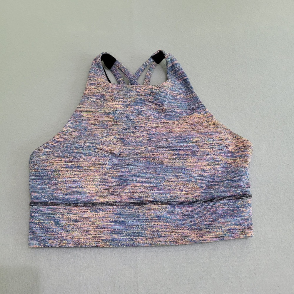 Lululemon Energy Bra High Neck Longline Spectral Fusion Jacquard Women's 8